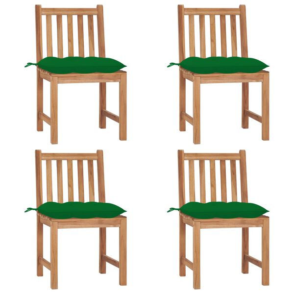 vidaXL Garden Chairs 4 pcs with Cushions Solid Teak Wood
