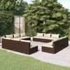 vidaXL 12 Piece Garden Lounge Set with Cushions Poly Rattan Brown
