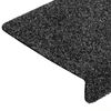 vidaXL Stair Mats Self-adhesive 15 pcs 65x21x4 cm Dark Grey Rectangular Edge