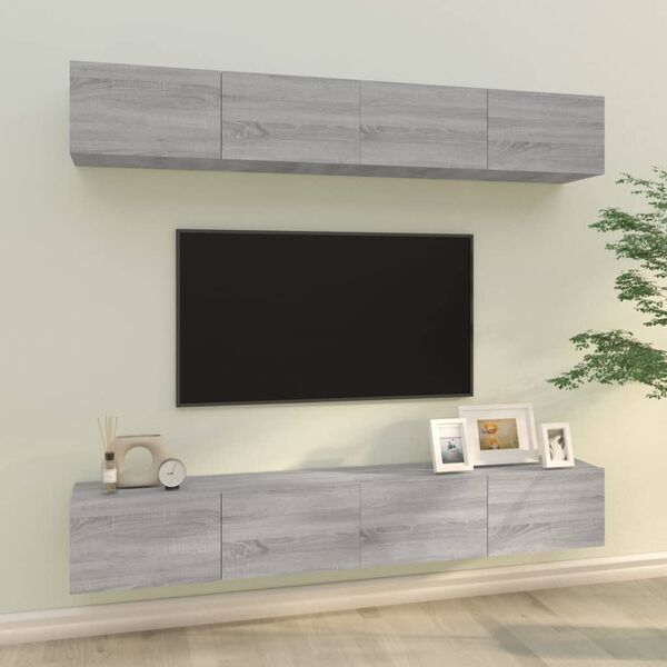 vidaXL Wall TV Cabinets 4 pcs Grey Sonoma 100x30x30 cm