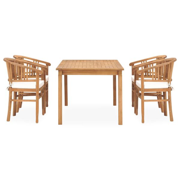 vidaXL 5 Piece Garden Dining Set with Cushions Solid Teak Wood