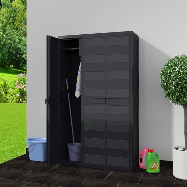 vidaXL Garden Storage Cabinet with 4 Shelves Black