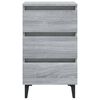 vidaXL Bed Cabinet with Metal Legs Grey Sonoma 40x35x69 cm