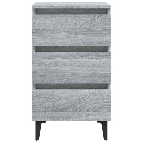 vidaXL Bed Cabinet with Metal Legs Grey Sonoma 40x35x69 cm