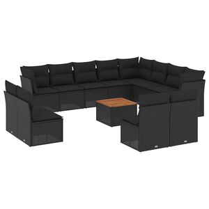 vidaXL Garden Sofa Set | Black | PE rattan | 13 Piece Set | Garden Sofa Set