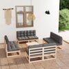 vidaXL 9 Piece Garden Lounge Set with Cushions Solid Pinewood