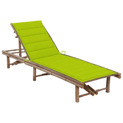 vidaXL Garden Sun Lounger with Cushion Bamboo