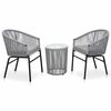 vidaXL 3 Piece Bistro Set with Cushions PE Rattan Grey