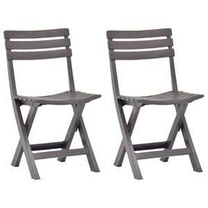 vidaXL Folding Chairs 2 pcs Plastic Mocha