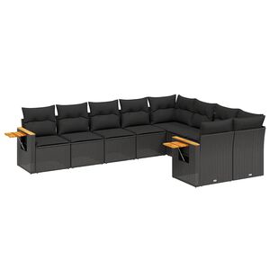vidaXL Garden Sofa Set | Black | PE rattan | 9 Pieces |  Adjustable Feet