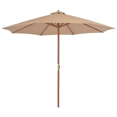 vidaXL Outdoor Parasol with Wooden Pole 300 cm Taupe