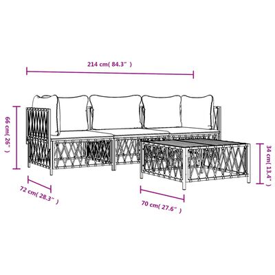 vidaXL 4 Piece Garden Lounge Set with Cushions Anthracite Steel