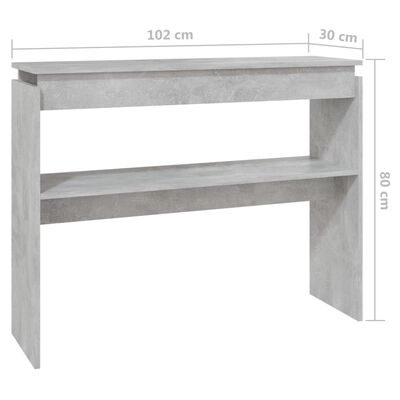 vidaXL Console Table Concrete Grey 102x30x80 cm Engineered Wood
