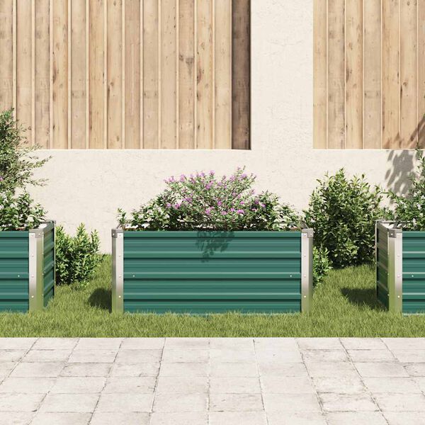 vidaXL Garden Raised Bed Galvanised Steel 100x40x45 cm Green