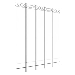 vidaXL 5-Panel Room Divider White 200x220 cm Fabric