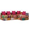 vidaXL 4-Seater Modular Pouffe Patchwork Fabric