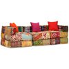 vidaXL 3-Seater Modular Pouffe Patchwork Fabric
