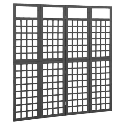 vidaXL 4-Panel Room Divider/Trellis Solid Fir Wood Black 161x180 cm