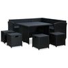 vidaXL 6 Piece Garden Lounge Set with Cushions Poly Rattan Black