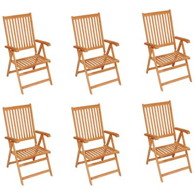 vidaXL Garden Chairs 6 pcs with Taupe Cushions Solid Teak Wood