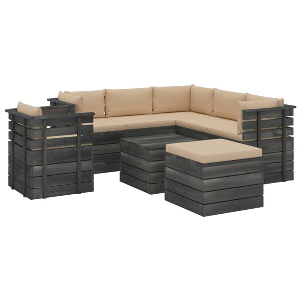 vidaXL 8 Piece Garden Pallet Lounge Set with Cushions Solid Pinewood