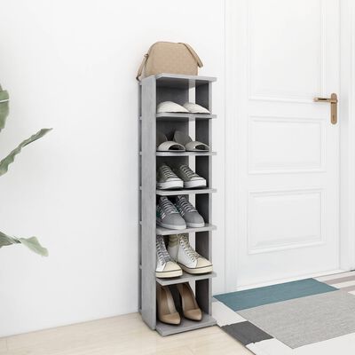 vidaXL Shoe Cabinet Concrete Grey 27.5x27x102 cm Engineered Wood