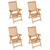 vidaXL Garden Chairs 4 pcs with Green Cushions Solid Teak Wood