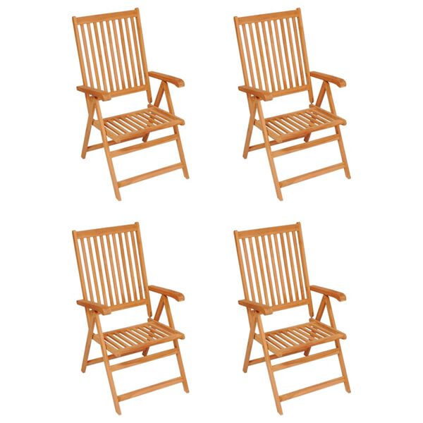 vidaXL Garden Chairs 4 pcs with Green Cushions Solid Teak Wood