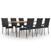 vidaXL 7 Piece Garden Dining Set Poly Rattan Black