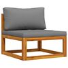 vidaXL Sectional Middle Sofa & Dark Grey Cushion Solid Acacia Wood