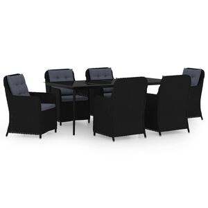 vidaXL 7 Piece Garden Dining Set Black