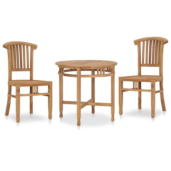 vidaXL 3 Piece Garden Dining Set Solid Teak Wood