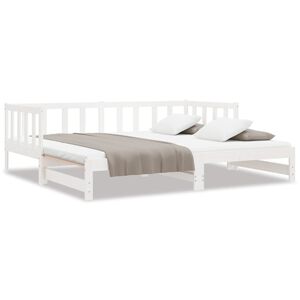 vidaXL Day Bed | White | Solid Pinewood | 2x