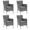 vidaXL 5 Piece Garden Dining Set Grey Poly Rattan and Glass