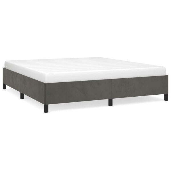 vidaXL Bed Frame without Mattress Dark Grey 180x200 cm Super King Velvet