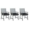 vidaXL Outdoor Dining Chairs with Cushions 3 pcs Solid Acacia Wood
