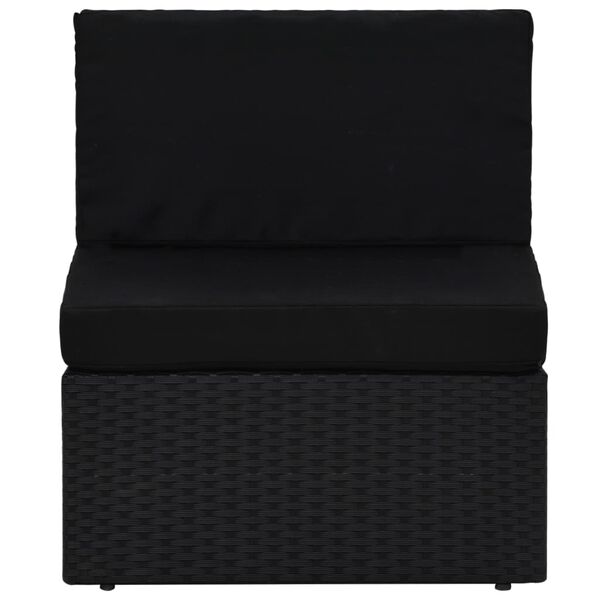 vidaXL Sectional Middle Sofa Poly Rattan Black