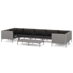 vidaXL 8 Piece Garden Lounge Set with Cushions Poly Rattan Dark Grey