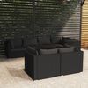 vidaXL 7 Piece Garden Lounge Set with Cushions Black Poly Rattan