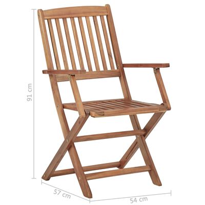 vidaXL Folding Garden Chairs 2 pcs with Cushions Solid Acacia Wood