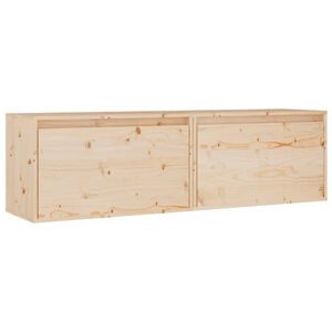 vidaXL Wall Cabinet | Set of 2 | Natural Wood | Solid Pine wood | 60x30x35 cm