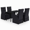 vidaXL 5 Piece Garden Dining Set with Cushions Black
