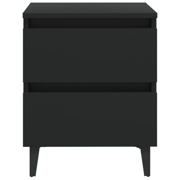 vidaXL Bed Cabinets 2 pcs Black 40x35x50 cm Engineered Wood