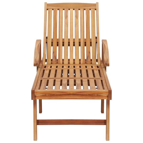 vidaXL Sun Lounger with Table and Cushion Solid Teak Wood