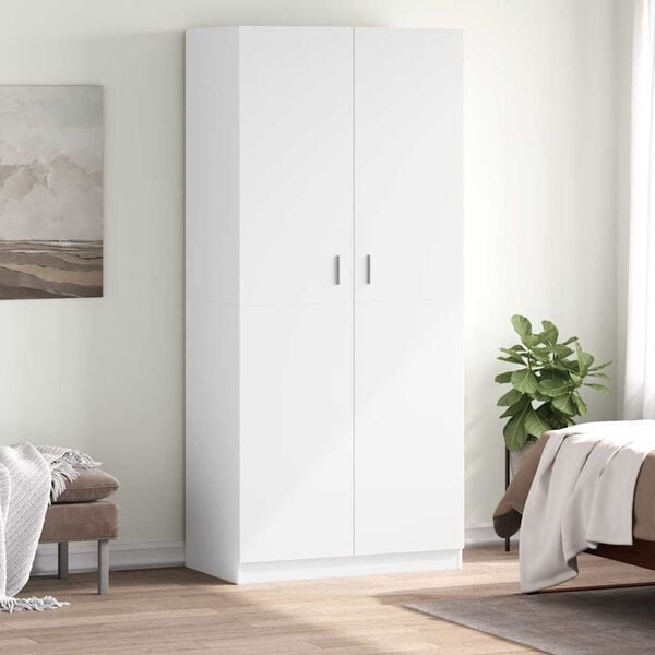 vidaXL Wardrobe White 90x52x200 cm Engineered Wood