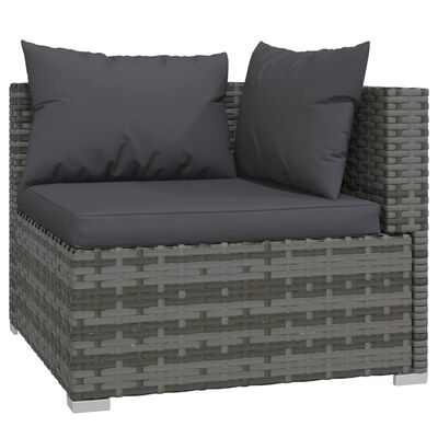 vidaXL 5 Piece Garden Lounge Set with Cushions Poly Rattan Grey