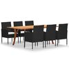 vidaXL 7 Piece Garden Dining Set Black