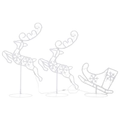 vidaXL Acrylic Christmas Flying Reindeer&Sleigh 260x21x87cm Warm White