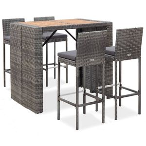 vidaXL Bar Set | Grey | PE (polyethylene) rattan | Compact | Durable
