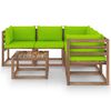 vidaXL 6 Piece Garden Lounge Set Bright Green Cushion Impregnated Pinewood